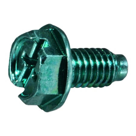 #10-32 X 3/8 In Hex Round Machine Screw, Ceramic Green Nylon, 100 PK